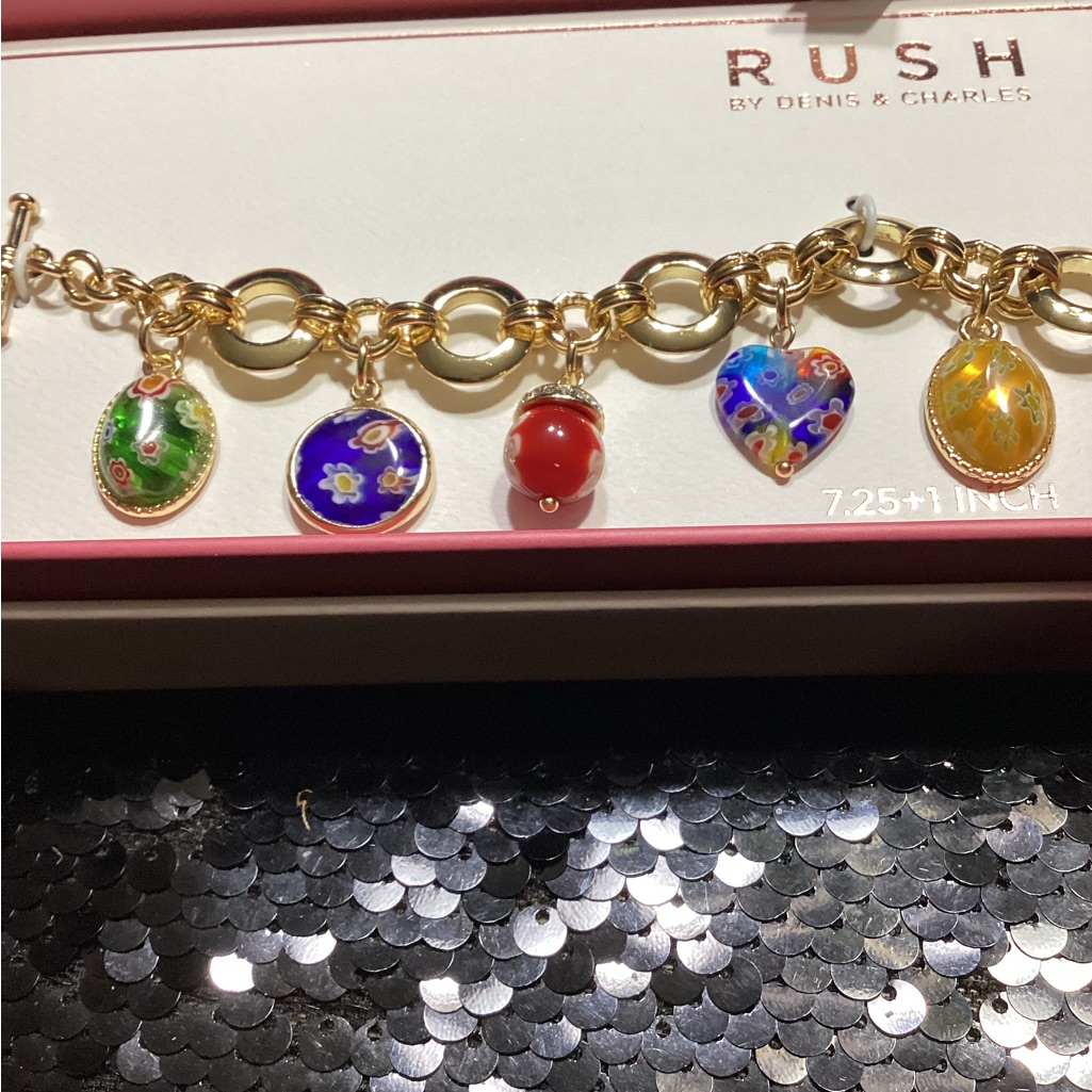 Gold Charm Bracelet With Multicolored Charms